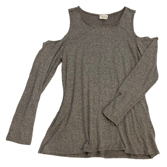143 Story Women's Grey Cold Shoulder Top Size Large - 23 - Picture 1 of 6